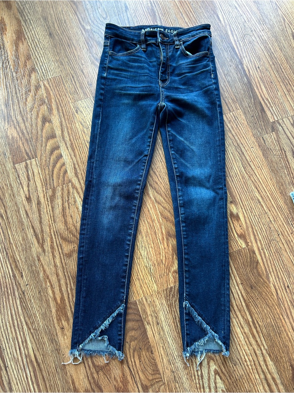 American Eagle Outfitters Super High-Rise Jegging Crop with Distressed Hem